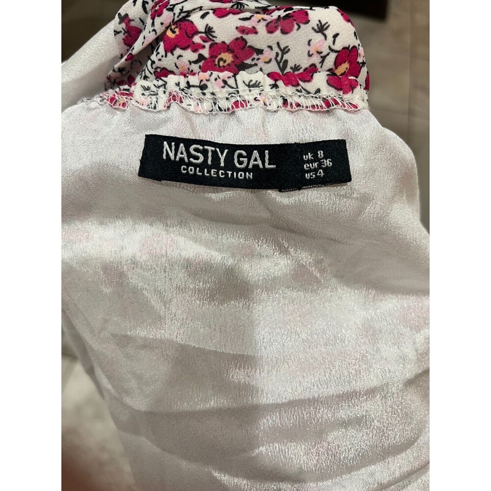 Nasty Gal Off Shoulder Floral Mini Dress Size 4 Lined Chiffon Sexy - Picture 11 of 16